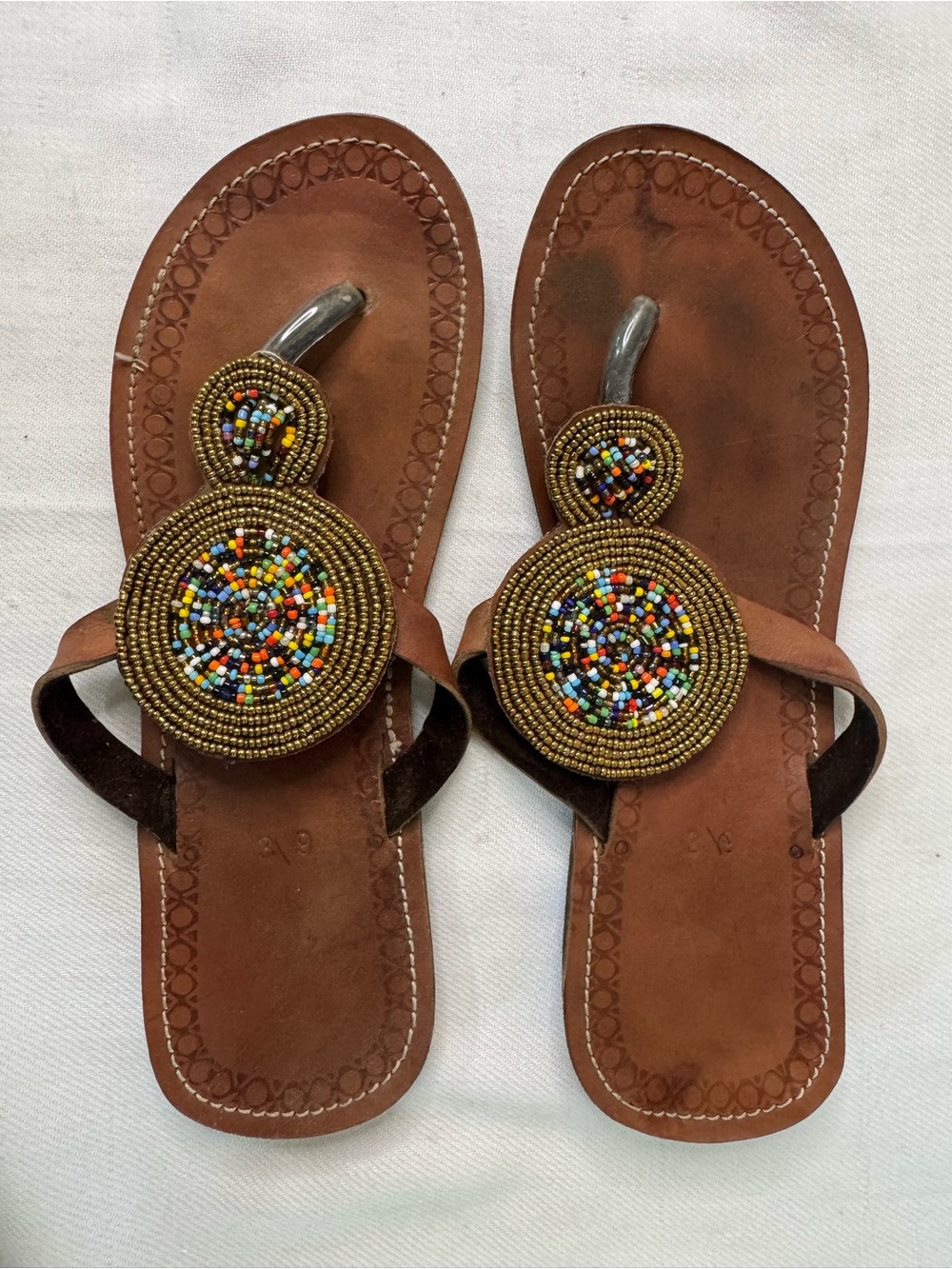 Leather African Beaded Sandals